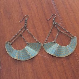Tula In Bloom wedge dangly teel water earrings